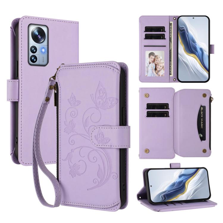 Butterfly Love Flower Multi-card Zipper Wallet Leather Phone Case, For Xiaomi 13 Lite / Civi 2, For Xiaomi 13 Pro, For Xiaomi 13, For Xiaomi 12T / 12T Pro / Redmi K50 Ultra, For Xiaomi 12S Ultra, For Xiaomi 12 Pro / 12S Pro