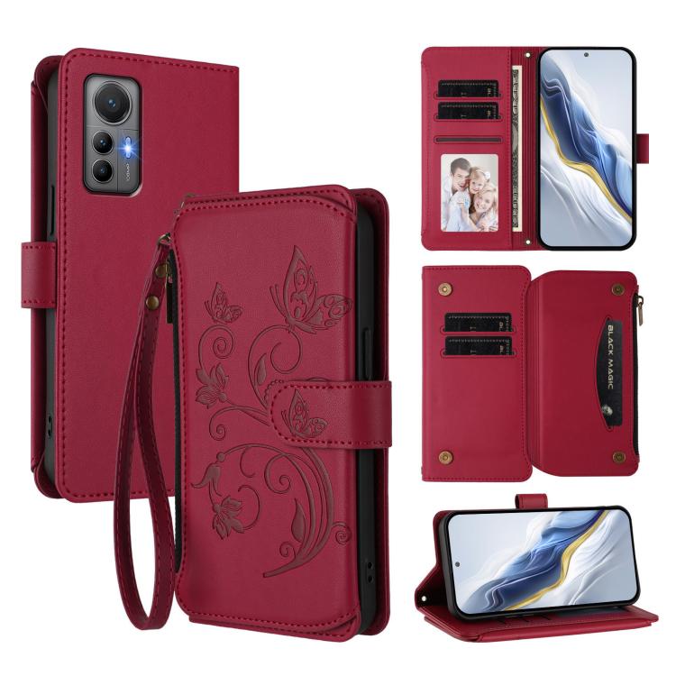 Butterfly Love Flower Multi-card Zipper Wallet Leather Phone Case, For Xiaomi 12 / Xiaomi 12X / Xiaomi 12S, For Xiaomi 12 Lite, For Xiaomi Poco C40 / Redmi 10C, For Xiaomi Civi 1S, For Xiaomi Poco M4 Pro 4G, For Xiaomi Poco X4 Pro 5G
