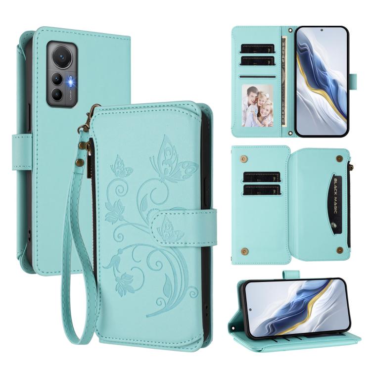 Butterfly Love Flower Multi-card Zipper Wallet Leather Phone Case, For Xiaomi 12 / Xiaomi 12X / Xiaomi 12S, For Xiaomi 12 Lite, For Xiaomi Poco C40 / Redmi 10C, For Xiaomi Civi 1S, For Xiaomi Poco M4 Pro 4G, For Xiaomi Poco X4 Pro 5G