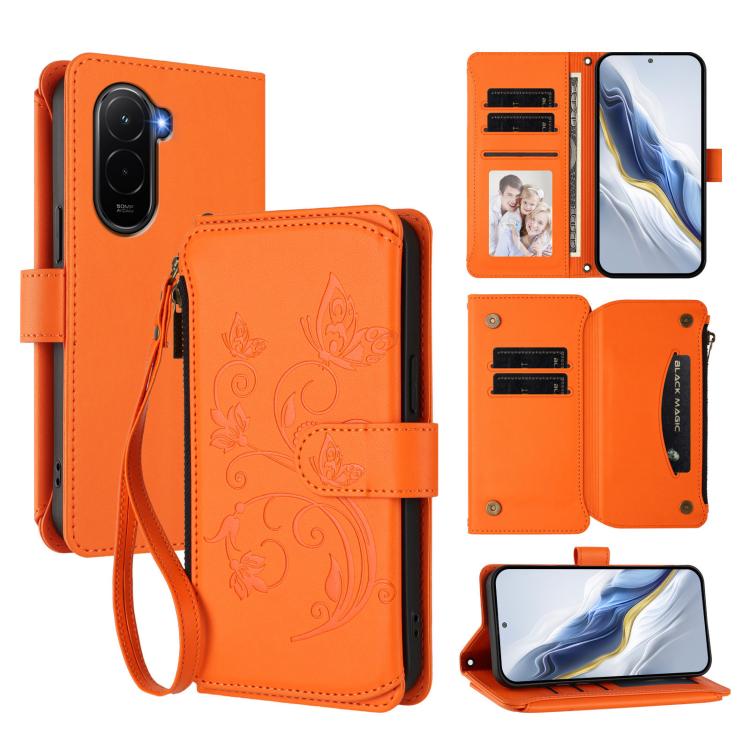 Butterfly Love Flower Multi-card Zipper Wallet Leather Phone Case, For Xiaomi 17 Max 5G, For Xiaomi 17T Pro 5G, For Xiaomi Poco M7 4G 169mm, For Xiaomi 15T Pro 5G, For Xiaomi 15T 5G, For Xiaomi Poco F7 Ultra / Redmi K80 Pro