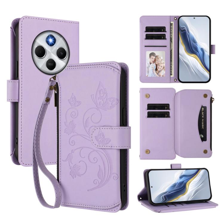 Butterfly Love Flower Multi-card Zipper Wallet Leather Phone Case, For Xiaomi Poco F7 Pro / Redmi K80, For Xiaomi Poco M7 5G / Poco C75 4G, For Xiaomi 15 Ultra, For Xiaomi Poco X7 Pro, For Xiaomi 15 Pro, For Xiaomi 15