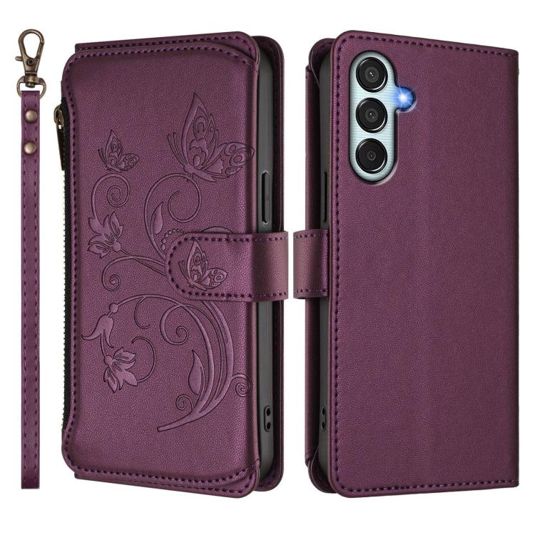 Butterfly Love Flower Multi-card Zipper Wallet Leather Phone Case, For Samsung Galaxy M15 5G / F15 5G, For Samsung Galaxy XCover7 5G, For Samsung Galaxy M34 5G / F34 5G, For Samsung Galaxy M54 5G / F54 5G, For Samsung Galaxy M14 5G                     ...
