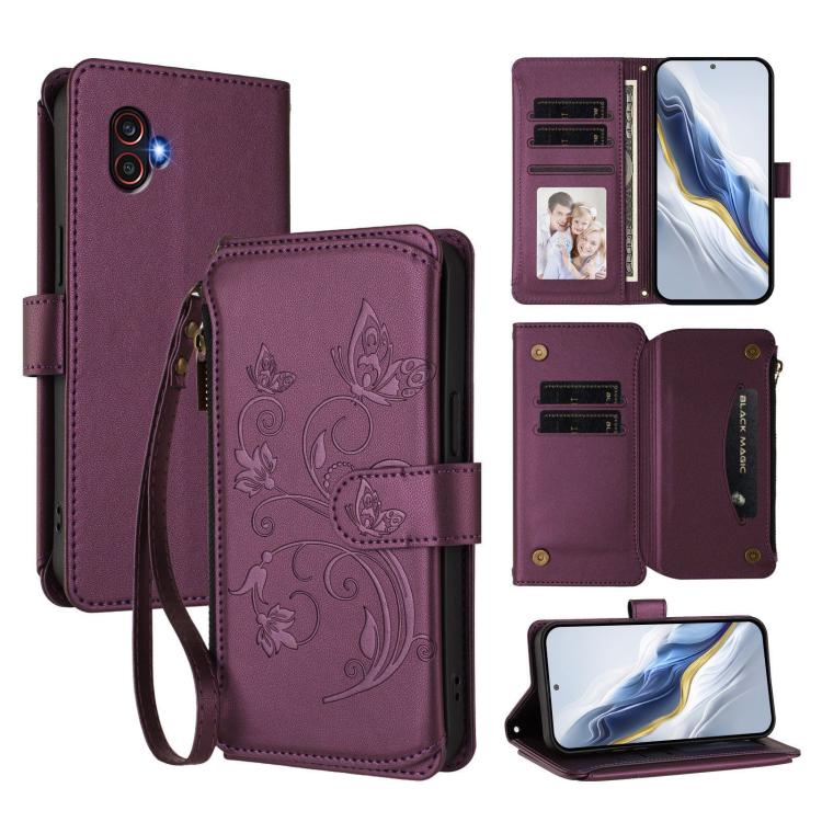 Butterfly Love Flower Multi-card Zipper Wallet Leather Phone Case, For Samsung Galaxy M15 5G / F15 5G, For Samsung Galaxy XCover7 5G, For Samsung Galaxy M34 5G / F34 5G, For Samsung Galaxy M54 5G / F54 5G, For Samsung Galaxy M14 5G                     ...