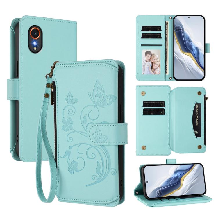 Butterfly Love Flower Multi-card Zipper Wallet Leather Phone Case, For Samsung Galaxy M15 5G / F15 5G, For Samsung Galaxy XCover7 5G, For Samsung Galaxy M34 5G / F34 5G, For Samsung Galaxy M54 5G / F54 5G, For Samsung Galaxy M14 5G                     ...