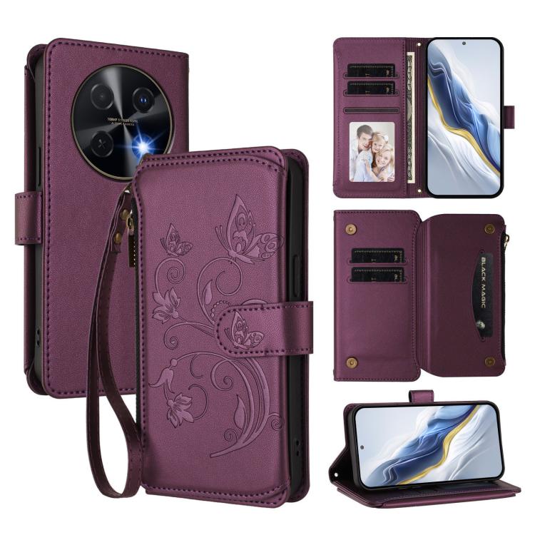 Butterfly Love Flower Multi-card Zipper Wallet Leather Phone Case, For Huawei Enjoy 80s 4G, For Huawei nova 14 Ultra, For Huawei nova 14 Pro 5G, For Huawei Enjoy 80 5G, For Huawei nova 12i 4G / 13i  4G, For Huawei Mate 70 Pro