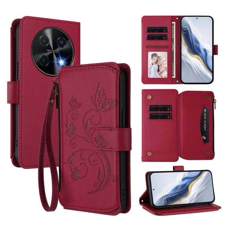 Butterfly Love Flower Multi-card Zipper Wallet Leather Phone Case, For Huawei Enjoy 80s 4G, For Huawei nova 14 Ultra, For Huawei nova 14 Pro 5G, For Huawei Enjoy 80 5G, For Huawei nova 12i 4G / 13i  4G, For Huawei Mate 70 Pro