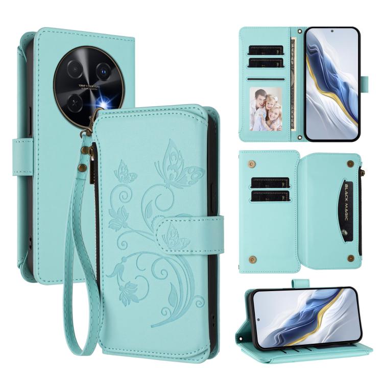 Butterfly Love Flower Multi-card Zipper Wallet Leather Phone Case, For Huawei Enjoy 80s 4G, For Huawei nova 14 Ultra, For Huawei nova 14 Pro 5G, For Huawei Enjoy 80 5G, For Huawei nova 12i 4G / 13i  4G, For Huawei Mate 70 Pro