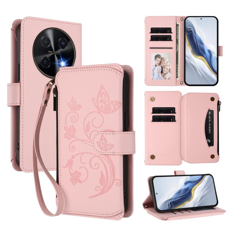 Butterfly Love Flower Multi-card Zipper Wallet Leather Phone Case, For Huawei Enjoy 80s 4G, For Huawei nova 14 Ultra, For Huawei nova 14 Pro 5G, For Huawei Enjoy 80 5G, For Huawei nova 12i 4G / 13i  4G, For Huawei Mate 70 Pro