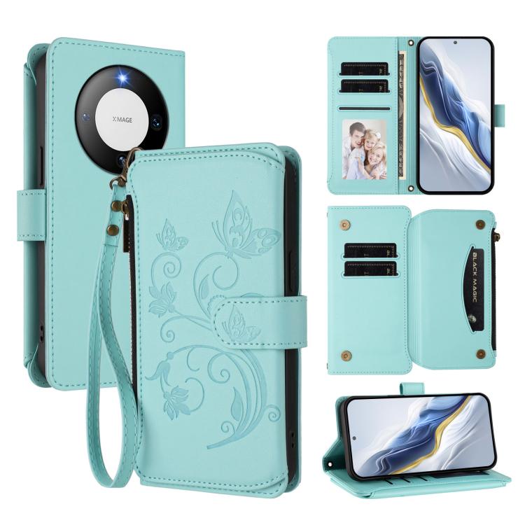 Butterfly Love Flower Multi-card Zipper Wallet Leather Phone Case, For Huawei Mate 60 Pro / 60 Pro+, For Huawei Mate 60, For Huawei Enjoy 50 / nova Y70, For Huawei P60 Art, For Huawei P60 / P60 Pro, For Huawei Enjoy 50 Pro 4G / nova Y90