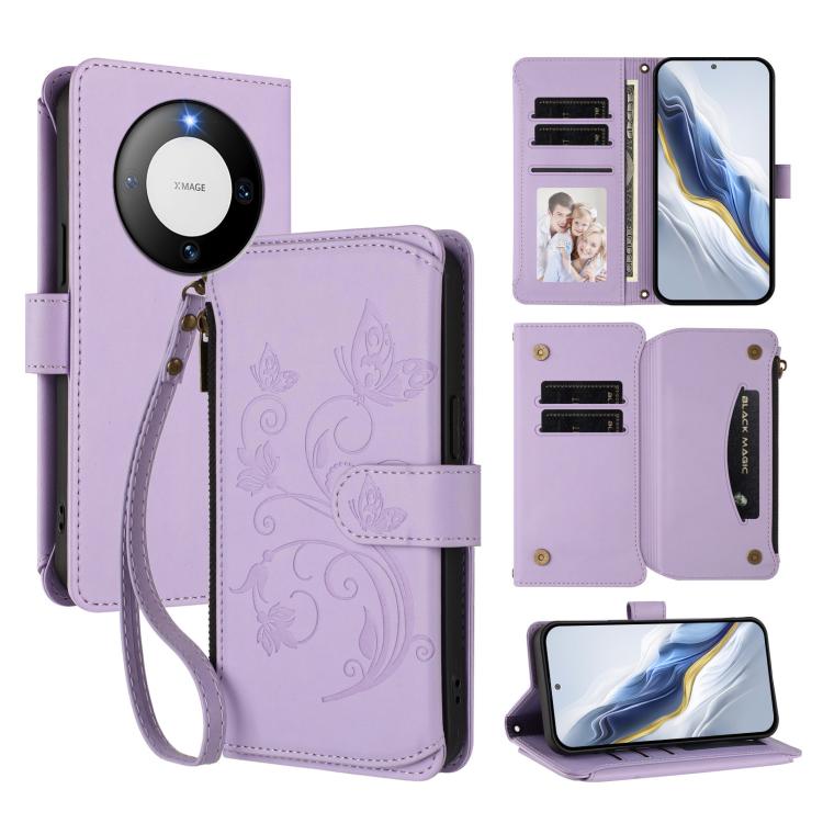 Butterfly Love Flower Multi-card Zipper Wallet Leather Phone Case, For Huawei Mate 60 Pro / 60 Pro+, For Huawei Mate 60, For Huawei Enjoy 50 / nova Y70, For Huawei P60 Art, For Huawei P60 / P60 Pro, For Huawei Enjoy 50 Pro 4G / nova Y90