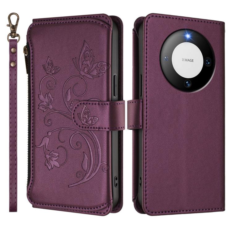Butterfly Love Flower Multi-card Zipper Wallet Leather Phone Case, For Huawei Mate 60 Pro / 60 Pro+, For Huawei Mate 60, For Huawei Enjoy 50 / nova Y70, For Huawei P60 Art, For Huawei P60 / P60 Pro, For Huawei Enjoy 50 Pro 4G / nova Y90