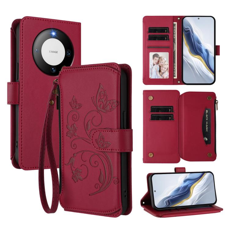 Butterfly Love Flower Multi-card Zipper Wallet Leather Phone Case, For Huawei Mate 60 Pro / 60 Pro+, For Huawei Mate 60, For Huawei Enjoy 50 / nova Y70, For Huawei P60 Art, For Huawei P60 / P60 Pro, For Huawei Enjoy 50 Pro 4G / nova Y90
