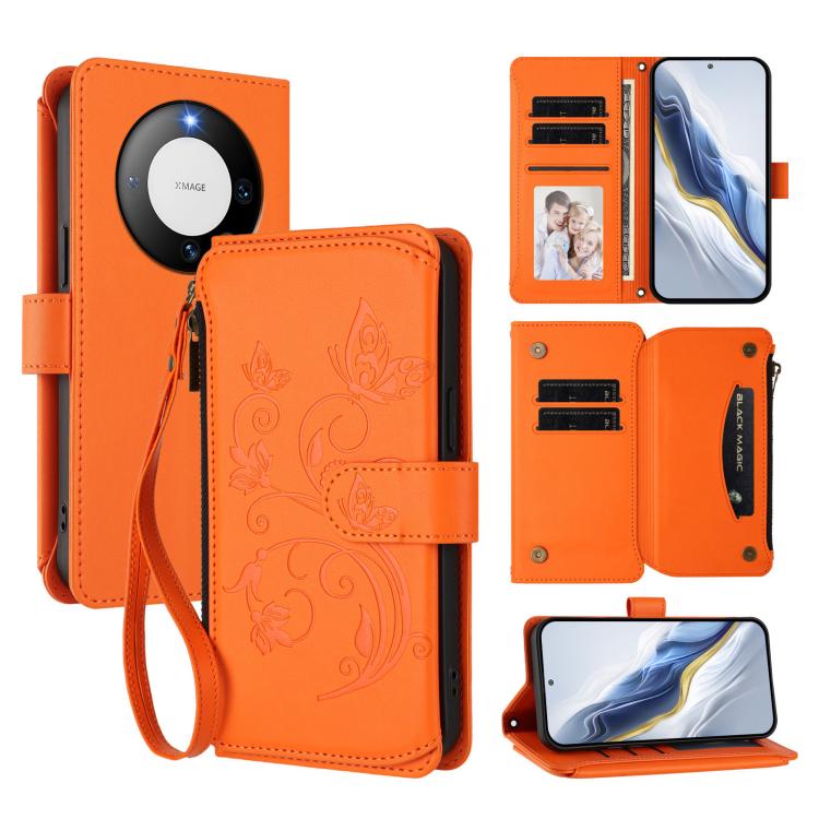 Butterfly Love Flower Multi-card Zipper Wallet Leather Phone Case, For Huawei Mate 60 Pro / 60 Pro+, For Huawei Mate 60, For Huawei Enjoy 50 / nova Y70, For Huawei P60 Art, For Huawei P60 / P60 Pro, For Huawei Enjoy 50 Pro 4G / nova Y90