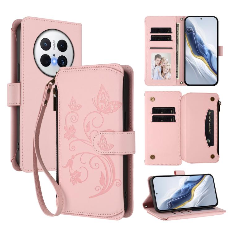 Butterfly Love Flower Multi-card Zipper Wallet Leather Phone Case, For Huawei Mate 70, For Huawei nova 13 Pro, For Huawei nova 13 / 12, For Huawei Pura 70 Pro / 70 Pro+, For Huawei nova 12S 4G / 11 4G / 5G, For Huawei Pura 70