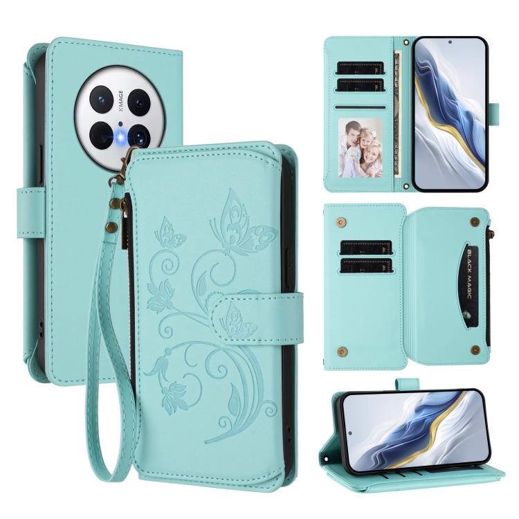 Butterfly Love Flower Multi-card Zipper Wallet Leather Phone Case, For Huawei Enjoy 80s 4G, For Huawei nova 14 Ultra, For Huawei nova 14 Pro 5G, For Huawei Enjoy 80 5G, For Huawei nova 12i 4G / 13i  4G, For Huawei Mate 70 Pro
