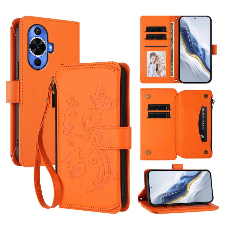 Butterfly Love Flower Multi-card Zipper Wallet Leather Phone Case, For Huawei Mate 70, For Huawei nova 13 Pro, For Huawei nova 13 / 12, For Huawei Pura 70 Pro / 70 Pro+, For Huawei nova 12S 4G / 11 4G / 5G, For Huawei Pura 70