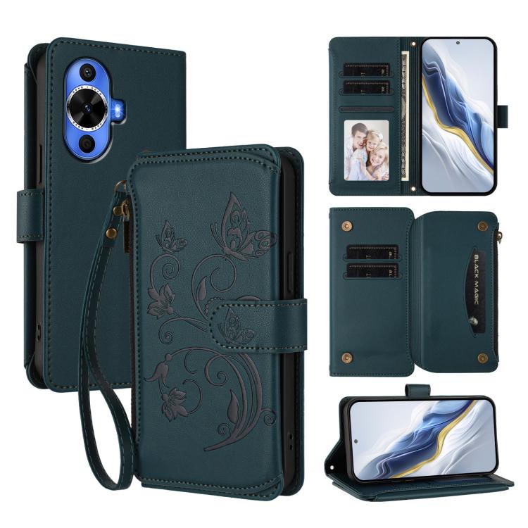 Butterfly Love Flower Multi-card Zipper Wallet Leather Phone Case, For Huawei Mate 70, For Huawei nova 13 Pro, For Huawei nova 13 / 12, For Huawei Pura 70 Pro / 70 Pro+, For Huawei nova 12S 4G / 11 4G / 5G, For Huawei Pura 70