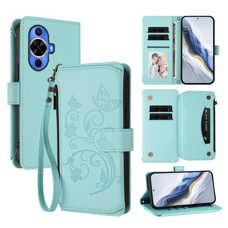 Butterfly Love Flower Multi-card Zipper Wallet Leather Phone Case, For Huawei Mate 70, For Huawei nova 13 Pro, For Huawei nova 13 / 12, For Huawei Pura 70 Pro / 70 Pro+, For Huawei nova 12S 4G / 11 4G / 5G, For Huawei Pura 70