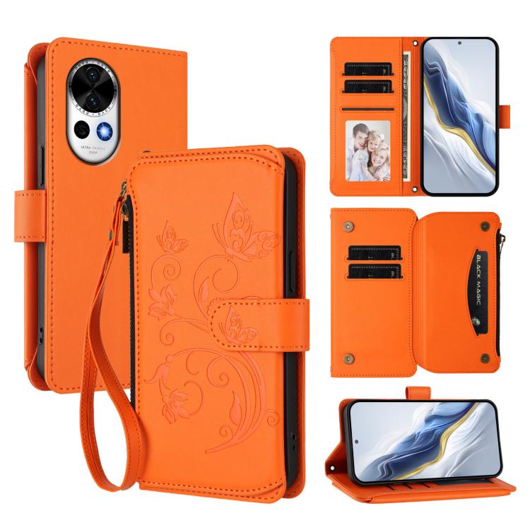 Butterfly Love Flower Multi-card Zipper Wallet Leather Phone Case, For Huawei Mate 70, For Huawei nova 13 Pro, For Huawei nova 13 / 12, For Huawei Pura 70 Pro / 70 Pro+, For Huawei nova 12S 4G / 11 4G / 5G, For Huawei Pura 70