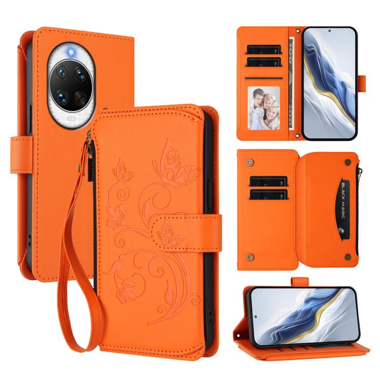 Butterfly Love Flower Multi-card Zipper Wallet Leather Phone Case, For Huawei Enjoy 80s 4G, For Huawei nova 14 Ultra, For Huawei nova 14 Pro 5G, For Huawei Enjoy 80 5G, For Huawei nova 12i 4G / 13i  4G, For Huawei Mate 70 Pro