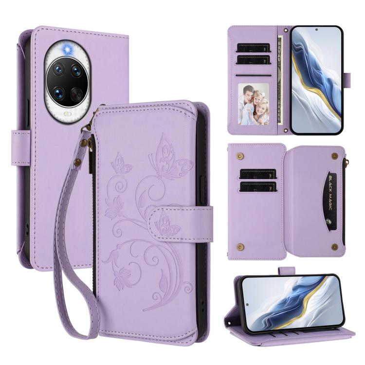 Butterfly Love Flower Multi-card Zipper Wallet Leather Phone Case, For Huawei Enjoy 80s 4G, For Huawei nova 14 Ultra, For Huawei nova 14 Pro 5G, For Huawei Enjoy 80 5G, For Huawei nova 12i 4G / 13i  4G, For Huawei Mate 70 Pro