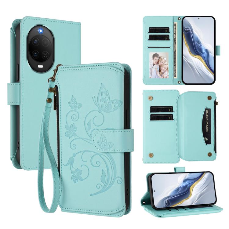 Butterfly Love Flower Multi-card Zipper Wallet Leather Phone Case, For Huawei nova 14 5G / 15 / 16z, For Huawei nova 16, For Huawei Mate 70 Air 5G, For Huawei Pura 80 Ultra 5G, For Huawei Pura 80 Pro 5G, For Huawei Pura 80 5G