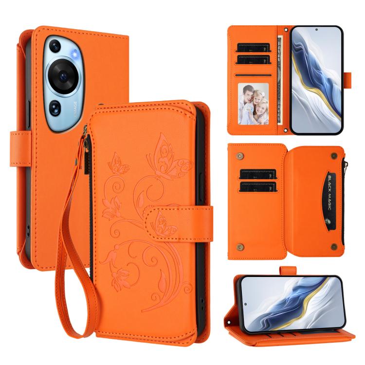 Butterfly Love Flower Multi-card Zipper Wallet Leather Phone Case, For Huawei Mate 60 Pro / 60 Pro+, For Huawei Mate 60, For Huawei Enjoy 50 / nova Y70, For Huawei P60 Art, For Huawei P60 / P60 Pro, For Huawei Enjoy 50 Pro 4G / nova Y90