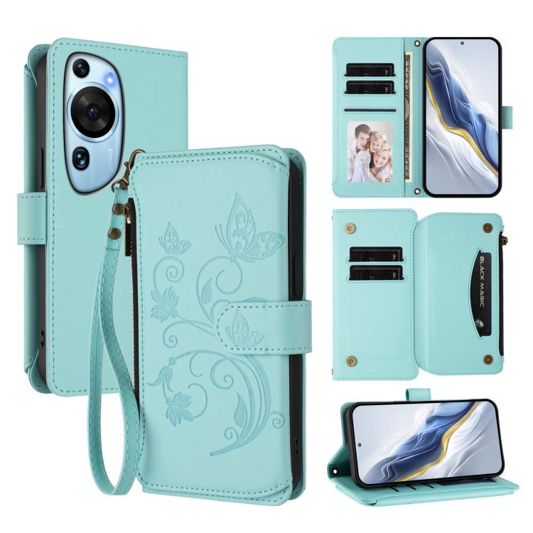 Butterfly Love Flower Multi-card Zipper Wallet Leather Phone Case, For Huawei Mate 60 Pro / 60 Pro+, For Huawei Mate 60, For Huawei Enjoy 50 / nova Y70, For Huawei P60 Art, For Huawei P60 / P60 Pro, For Huawei Enjoy 50 Pro 4G / nova Y90