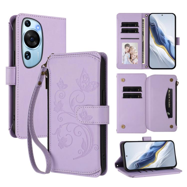 Butterfly Love Flower Multi-card Zipper Wallet Leather Phone Case, For Huawei Mate 60 Pro / 60 Pro+, For Huawei Mate 60, For Huawei Enjoy 50 / nova Y70, For Huawei P60 Art, For Huawei P60 / P60 Pro, For Huawei Enjoy 50 Pro 4G / nova Y90