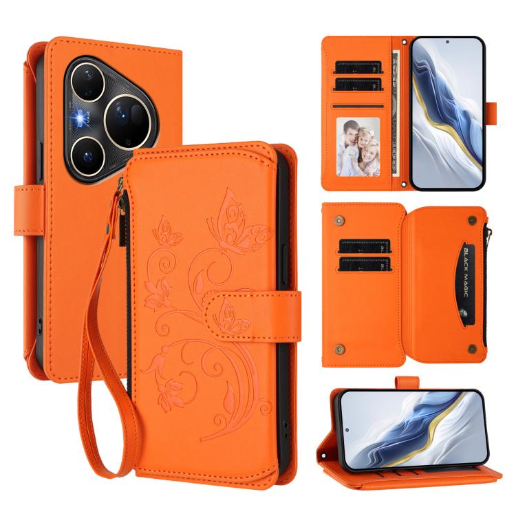 Butterfly Love Flower Multi-card Zipper Wallet Leather Phone Case, For Huawei nova 14 5G / 15 / 16z, For Huawei nova 16, For Huawei Mate 70 Air 5G, For Huawei Pura 80 Ultra 5G, For Huawei Pura 80 Pro 5G, For Huawei Pura 80 5G