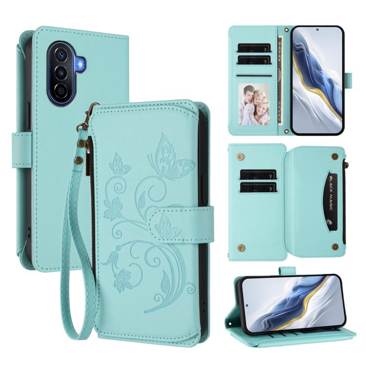 Butterfly Love Flower Multi-card Zipper Wallet Leather Phone Case, For Huawei Mate 60 Pro / 60 Pro+, For Huawei Mate 60, For Huawei Enjoy 50 / nova Y70, For Huawei P60 Art, For Huawei P60 / P60 Pro, For Huawei Enjoy 50 Pro 4G / nova Y90