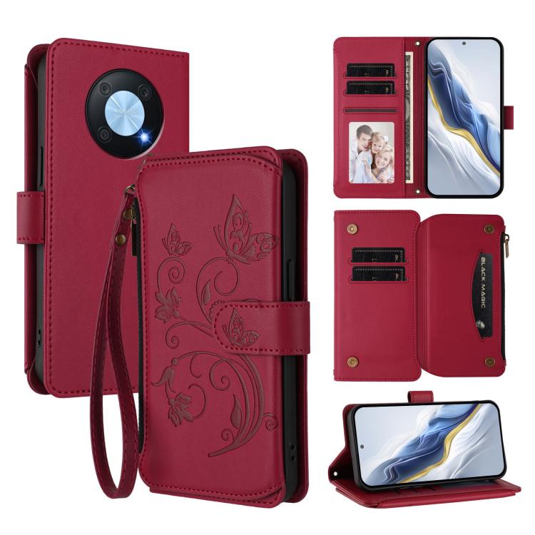 Butterfly Love Flower Multi-card Zipper Wallet Leather Phone Case, For Huawei Mate 60 Pro / 60 Pro+, For Huawei Mate 60, For Huawei Enjoy 50 / nova Y70, For Huawei P60 Art, For Huawei P60 / P60 Pro, For Huawei Enjoy 50 Pro 4G / nova Y90
