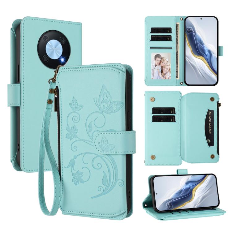 Butterfly Love Flower Multi-card Zipper Wallet Leather Phone Case, For Huawei Mate 60 Pro / 60 Pro+, For Huawei Mate 60, For Huawei Enjoy 50 / nova Y70, For Huawei P60 Art, For Huawei P60 / P60 Pro, For Huawei Enjoy 50 Pro 4G / nova Y90