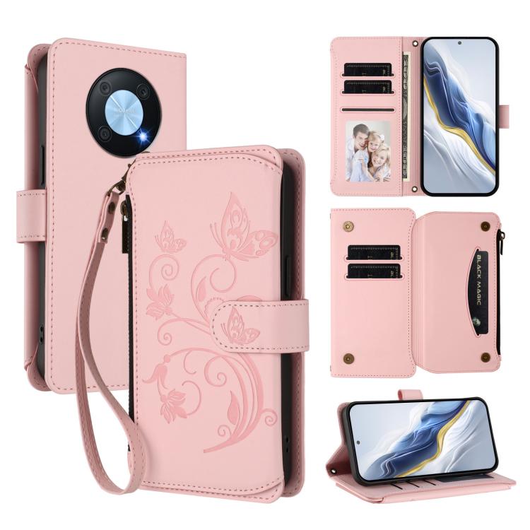 Butterfly Love Flower Multi-card Zipper Wallet Leather Phone Case, For Huawei Mate 60 Pro / 60 Pro+, For Huawei Mate 60, For Huawei Enjoy 50 / nova Y70, For Huawei P60 Art, For Huawei P60 / P60 Pro, For Huawei Enjoy 50 Pro 4G / nova Y90