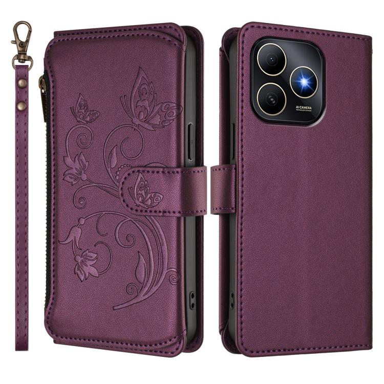 Butterfly Love Flower Multi-card Zipper Wallet Leather Phone Case, For Huawei Enjoy 80s 4G, For Huawei nova 14 Ultra, For Huawei nova 14 Pro 5G, For Huawei Enjoy 80 5G, For Huawei nova 12i 4G / 13i  4G, For Huawei Mate 70 Pro