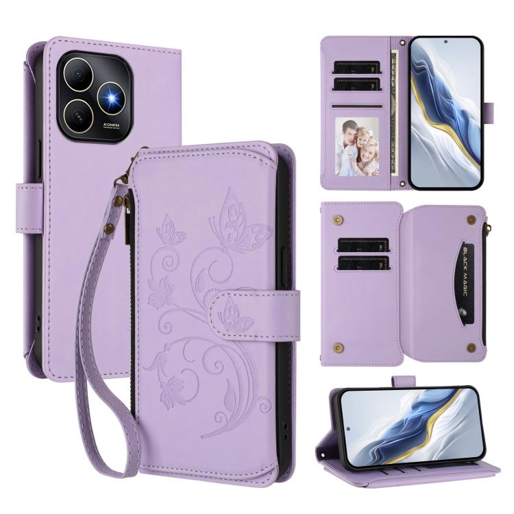 Butterfly Love Flower Multi-card Zipper Wallet Leather Phone Case, For Huawei Enjoy 80s 4G, For Huawei nova 14 Ultra, For Huawei nova 14 Pro 5G, For Huawei Enjoy 80 5G, For Huawei nova 12i 4G / 13i  4G, For Huawei Mate 70 Pro
