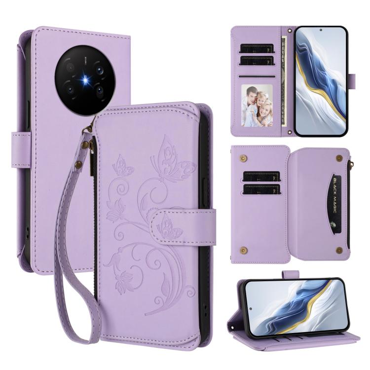 Butterfly Love Flower Multi-card Zipper Wallet Leather Phone Case, For Huawei nova 14 5G / 15 / 16z, For Huawei nova 16, For Huawei Mate 70 Air 5G, For Huawei Pura 80 Ultra 5G, For Huawei Pura 80 Pro 5G, For Huawei Pura 80 5G