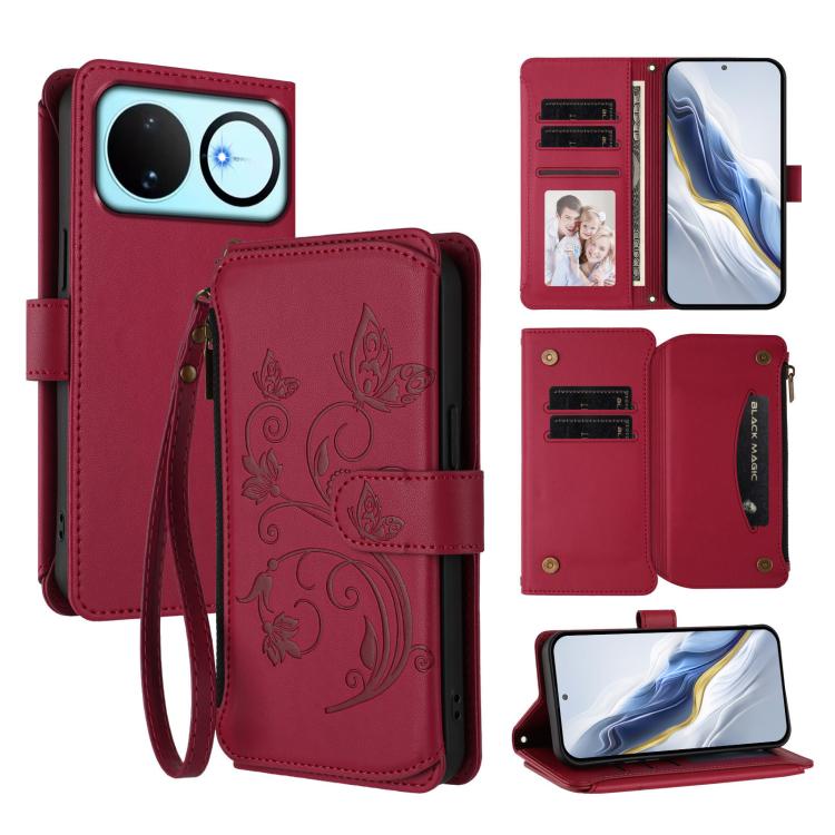 Butterfly Love Flower Multi-card Zipper Wallet Leather Phone Case, For Huawei nova 14 5G / 15 / 16z, For Huawei nova 16, For Huawei Mate 70 Air 5G, For Huawei Pura 80 Ultra 5G, For Huawei Pura 80 Pro 5G, For Huawei Pura 80 5G