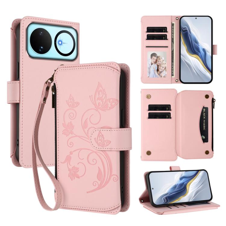 Butterfly Love Flower Multi-card Zipper Wallet Leather Phone Case, For Huawei nova 14 5G / 15 / 16z, For Huawei nova 16, For Huawei Mate 70 Air 5G, For Huawei Pura 80 Ultra 5G, For Huawei Pura 80 Pro 5G, For Huawei Pura 80 5G