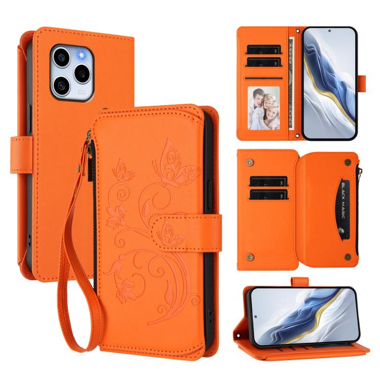 Butterfly Love Flower Multi-card Zipper Wallet Leather Phone Case, For Honor 70 5G, For Honor X8 4G / X30i 5G, For Honor 60 SE 5G, For Honor 50 SE / Huawei nova 9 SE