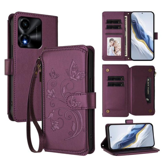 Butterfly Love Flower Multi-card Zipper Wallet Leather Phone Case, For Honor X5c Plus, For Honor 400 Smart, For Honor X70i 5G, For Honor GT Pro 5G, For Honor X60 GT 5G, For Honor 400 Pro Global 160.8mm