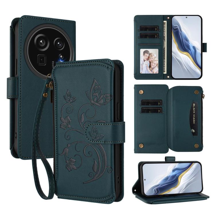 Butterfly Love Flower Multi-card Zipper Wallet Leather Phone Case, For Sharp Aquos Sense9 Plus, For Sharp Aquos Sense9, For Sharp Aquos R9 Pro SH-54E, For Sharp Aquos Wish4 / SH-52E, For Sharp Aquos R9 SH-51E, For Sharp Aquos Sense8