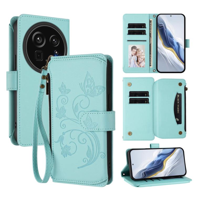 Butterfly Love Flower Multi-card Zipper Wallet Leather Phone Case, For Sharp Aquos Sense9 Plus, For Sharp Aquos Sense9, For Sharp Aquos R9 Pro SH-54E, For Sharp Aquos Wish4 / SH-52E, For Sharp Aquos R9 SH-51E, For Sharp Aquos Sense8