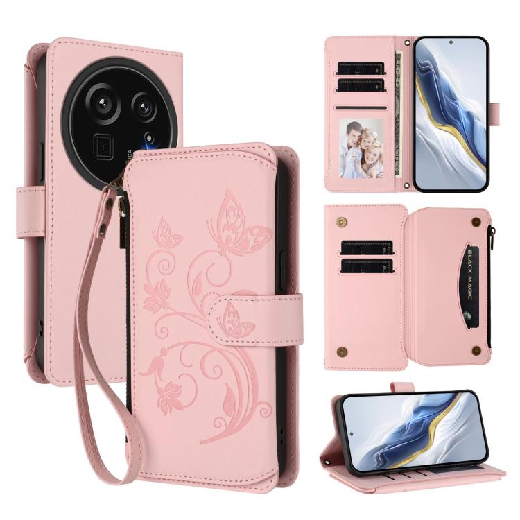 Butterfly Love Flower Multi-card Zipper Wallet Leather Phone Case, For Sharp Aquos Sense9 Plus, For Sharp Aquos Sense9, For Sharp Aquos R9 Pro SH-54E, For Sharp Aquos Wish4 / SH-52E, For Sharp Aquos R9 SH-51E, For Sharp Aquos Sense8
