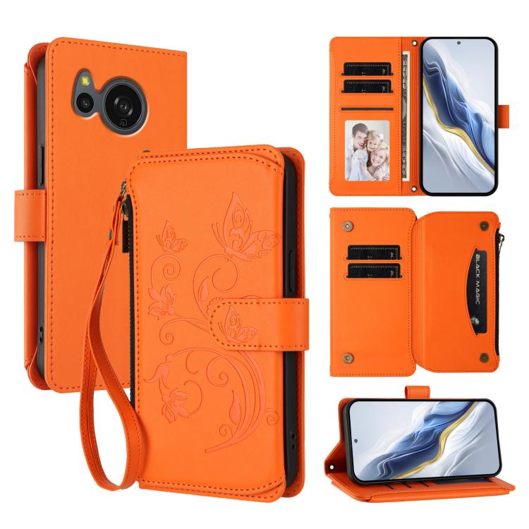 Butterfly Love Flower Multi-card Zipper Wallet Leather Phone Case, For Sharp Aquos Sense9 Plus, For Sharp Aquos Sense9, For Sharp Aquos R9 Pro SH-54E, For Sharp Aquos Wish4 / SH-52E, For Sharp Aquos R9 SH-51E, For Sharp Aquos Sense8