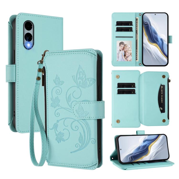 Butterfly Love Flower Multi-card Zipper Wallet Leather Phone Case, For Fujitsu Arrows We3, For Fujitsu RakuRaku F-53E, For Fujitsu Arrows We2 F-52E, For Fujitsu Arrows We2 Plus F-51E