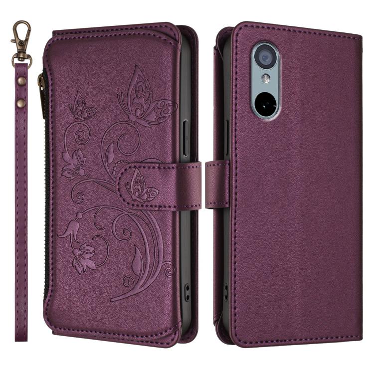 Butterfly Love Flower Multi-card Zipper Wallet Leather Phone Case, For Fujitsu Arrows We3, For Fujitsu RakuRaku F-53E, For Fujitsu Arrows We2 F-52E, For Fujitsu Arrows We2 Plus F-51E