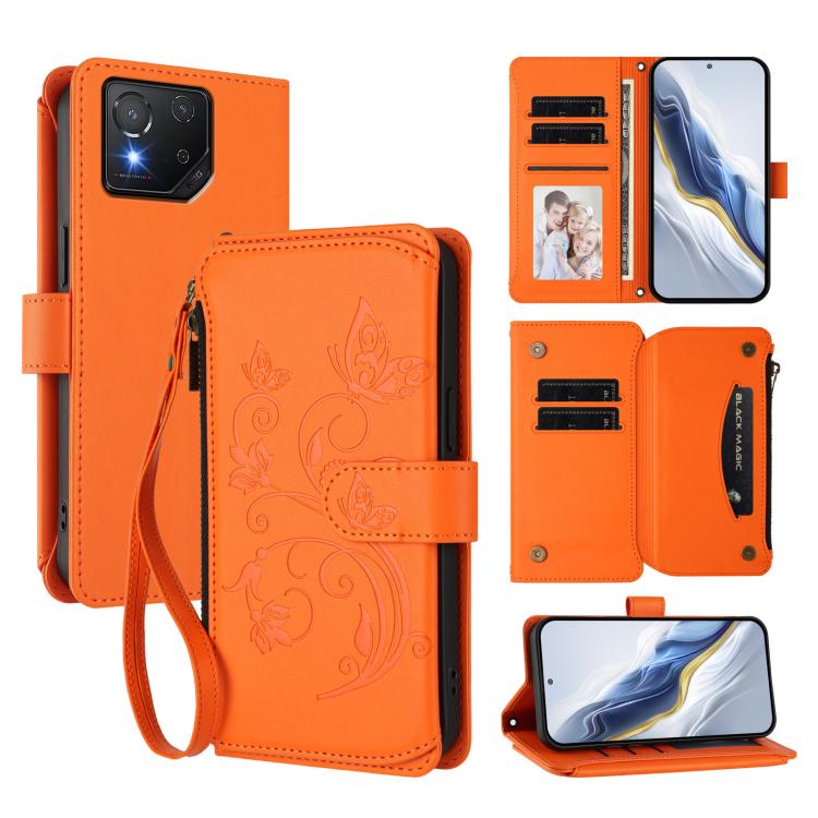 Butterfly Love Flower Multi-card Zipper Wallet Leather Phone Case, For ASUS Zenfone 12 Ultra, For ASUS ROG Phone 9 / 9 Pro, For ASUS Zenfone 11 Ultra, For ASUS ROG Phone 8 / 8 Pro