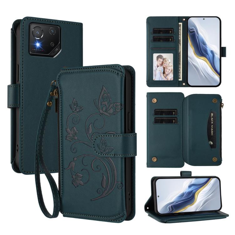 Butterfly Love Flower Multi-card Zipper Wallet Leather Phone Case, For ASUS Zenfone 12 Ultra, For ASUS ROG Phone 9 / 9 Pro, For ASUS Zenfone 11 Ultra, For ASUS ROG Phone 8 / 8 Pro