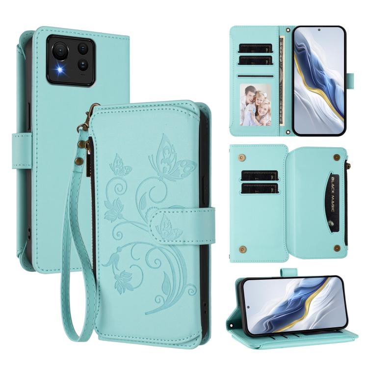 Butterfly Love Flower Multi-card Zipper Wallet Leather Phone Case, For ASUS Zenfone 12 Ultra, For ASUS ROG Phone 9 / 9 Pro, For ASUS Zenfone 11 Ultra, For ASUS ROG Phone 8 / 8 Pro